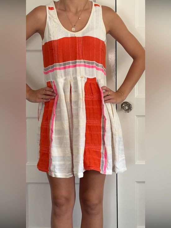 Ace & Jig Dresses & Skirts - Sleeveless White and Orange Striped Summer Dress